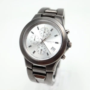 Kenneth Cole Mens Gunmetal Chronograph Watch 37mm Silver Date Dial KC3137 - Picture 1 of 19