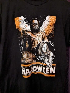 Camiseta Película Halloween Michael Myers Sketchy Naranja Negro Algodón 2015. Talla Med - Imagen 1 de 7
