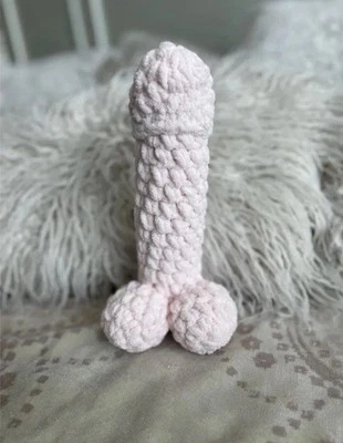 Ручной работы крючком 9» пенис плюшевый мягкий розовый кляп подарок холостяцкой грязный Санта - Изображение 1 из 4