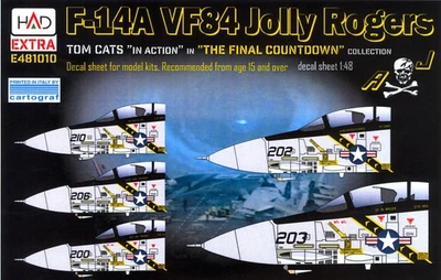 Hungarian Aero Decals 1/48 F-14A TOMCAT VF-84 JOLLY ROGERS TOM CATS IN ACTION - Image 1 of 4