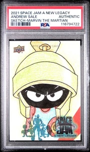 2021 Space Jam A New Legacy Marvin the Martian Sketch 1/1 Andrew Sale PSA Slab - Picture 1 of 2