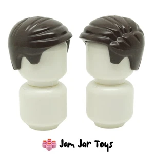 LEGO Mini Figure Hair 2 x NEW Dark Brown Smooth Combed Sideways H106 - Picture 1 of 4