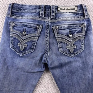 Rock Revival Jeans Women's Size 28x33 Long Ashley Straight Easy Embellished Flap - Picture 1 of 23