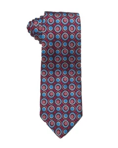 Kiton Napoli $370 Pink Blue Burgundy Geometric Print 100% Silk Tie 3.25” 8 cm - Picture 1 of 3