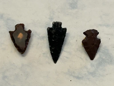 3 - VTG Flint Arrowhead Spearhead Western Bolo Tie - Agate Obsidian? No Strings - Image 1 of 4