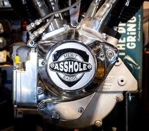 Insignia de mérito de agujero en A grabada cabeza de pala Evo cubierta de distribución de 2 orificios Harley Davidson - Imagen 1 de 14