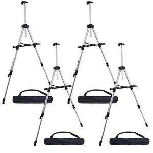 4 pk 66" Silver Aluminum Tripod Artist Field Display Easel Stand Adjust Tabletop - Picture 1 of 5