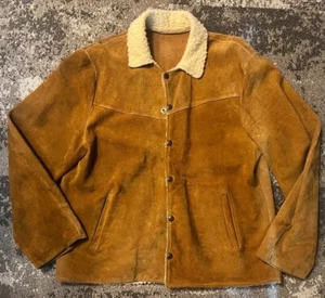 Vintage 50s LEVI'S Short Horn Big E Suede Leather Jacket Size L 42 Approx - Picture 1 of 4