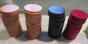 Old Lot 105 Plain Casino Poker Chips Vintage Antique-Rare-Red, Blue and White - Picture 1 of 14