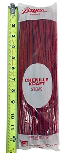 12" Vintage Bryco Chenille Kraft Stems Pipe Cleaners 100 per pack Red Craft - Picture 1 of 6
