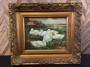 Pintura Pato Blanco con Marco Dorado [Pintura 001] - Imagen 1 de 6