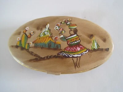 Barrette de couro pintado à mão 4" x 2" - Imagem 1 de 3