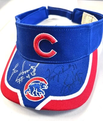 Chicago Cubs Autographed Hat Visor by Fergie Jenkins Lee Smith Woo Woo "1 of 1" - Image 1 of 4