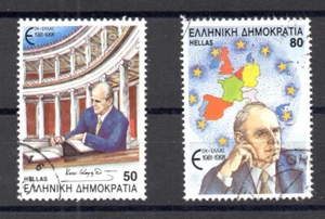Greece 10 Years Greek membership in the EEC 1991 USED, Karamanlis signing Treaty - Picture 1 of 3