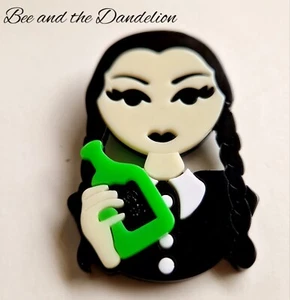 Layered Acrylic 3D Brooch  Spooky Girl With Poison Bottle.  - Picture 1 of 5