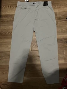NWT Under Armour Piped Baseball Pants Men's XL Relaxed UA HeatGear Gray NEW - Picture 1 of 2