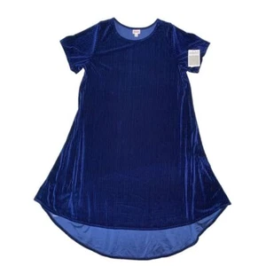 LuLaRoe Damen Kleid Carly Größe 3XL Elegant Blau Samt Velours Gerippt 3X Neu mit Etikett - Bild 1 von 5