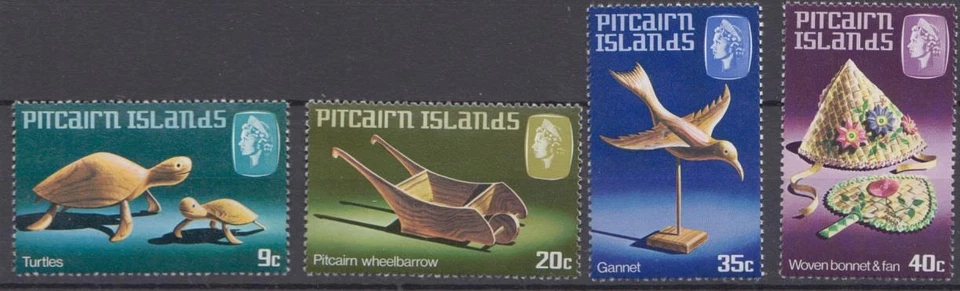 TOP553 PITCAIRN ISLANDS 1980 WOODEN ART/TURTLES/GANNET/WHEELBARROW SC194-7 MNH - Image 1 of 1