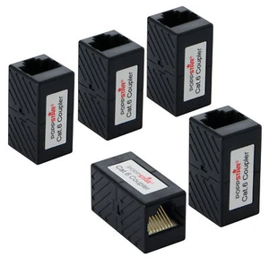 5x Adaptateur RJ45 accouplement Cat6 (femelle-femelle, 8 broches, blindé), noir - Photo 1/4