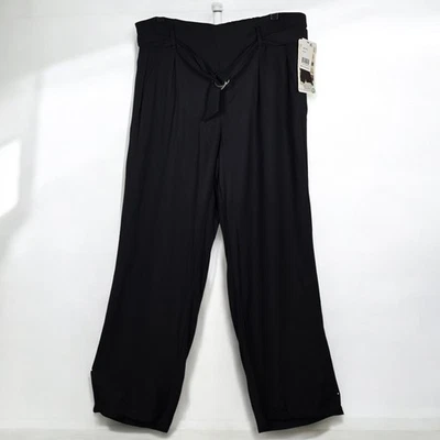 Pantalones de vestir para mujer Rewash grandes negros plisados delanteros tiro alto pierna ancha acampanada nuevos con etiquetas Foto 1 de 4