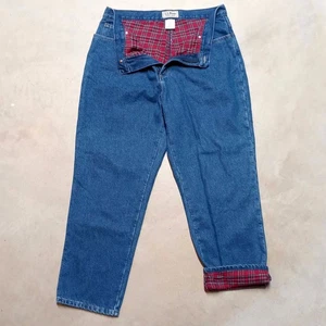 LL Bean Flanell gefütterte Jeans Damen 16 (33x29) Denim Original Relaxed Fit - Bild 1 von 11