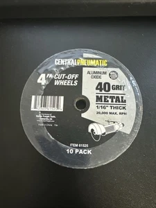 Central Pneumatic 4" Cut-Off Wheels 10 Pk. RPM Max 20,000 1/16” Thick. 1233 - Picture 1 of 1