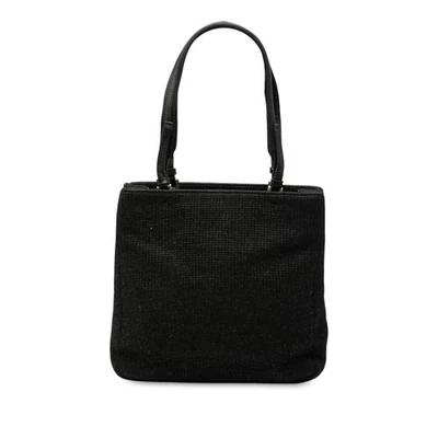 Authenticated Prada Tote Black Wool Fabric Bag - Image 1 of 4
