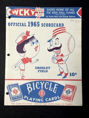 Tarjeta de puntuación 1965 Cincinnati Reds Milwaukee Braves 12 de abril Pete Rose *puntuada* Foto 1 de 3