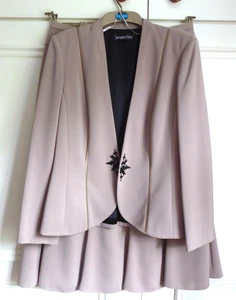 JACQUES VERT LADIES SMART SKIRT & JACKET BEIGE SUIT - SIZE 16 - EXCELLENT COND - Picture 1 of 6