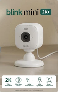 Blink Mini 2K+ Plug-In Smart Security Camera 2K Video Motion Detection White - Picture 1 of 11
