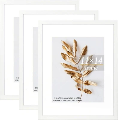 Moldura 11x14 branca 3 peças conjunto pode exibir imagem 8x10 com tapete ou 11x14 W - Imagem 1 de 4