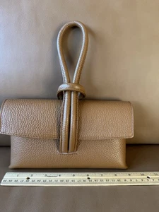 Italian Brown Pebble Leather  Clutch/Wristlet Purse - Picture 1 of 10