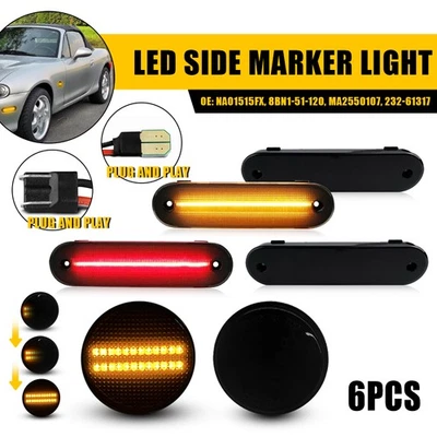 Luces laterales de señalización LED dinámicas para Mazda MX-5 1989-2015 lente guardabarros de humo Foto 1 de 4