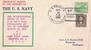 31 Aug 1933 Naval Cover, USF Constitution, #2547, San Francisco CA cancel - Picture 1 of 2