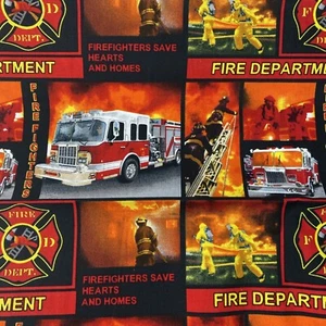 Fire Department Fire Fighters Print Concepts 9945 Fabric 34" x 45" W - Picture 1 of 9