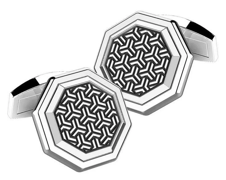 Zancan Gemelli Uomo EXG079 Argento esagonale argento matrimonio compleanno - Immagine 1 di 1