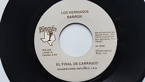 LOS HERMANOS BARRON - El Final De Carrasco / Noche De Invierno 1974 RANCHERA 7" - Picture 1 of 2