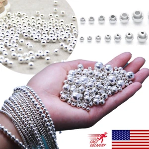 10 PIEZAS Cuentas de bola redondas de plata esterlina S925 genuinas para hacer joyas grado A+ - Imagen 1 de 12