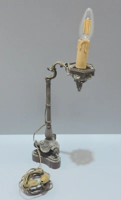 -PIED LAMPE de SANCTUAIRE LAMPE à HUILE EMPIRE BRONZE électrifiée JUS GRENIER  D - Photo 1/4