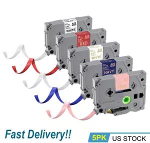 5PK TZ TZe-RW34 RE34 RN34 For Brother P-Touch PTD-210 Satin Ribbon Label Tape - Picture 1 of 10
