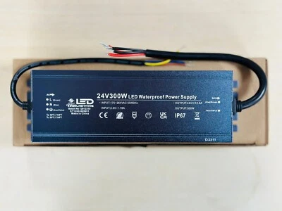 300W 24V Waterproof  IP 67 ``LED Lights Transformer Power supply Adaptor for Led - Image 1 of 4