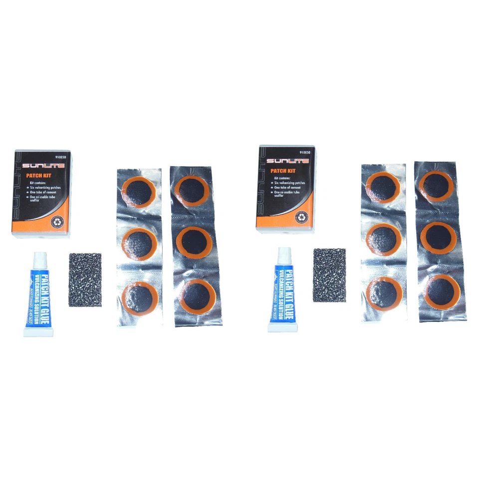 Kit de parches para tubo de bicicleta Sunlite 910050 paquete de 2 reparación de neumáticos pinchados de goma vulcanizadora Foto 1 de 1