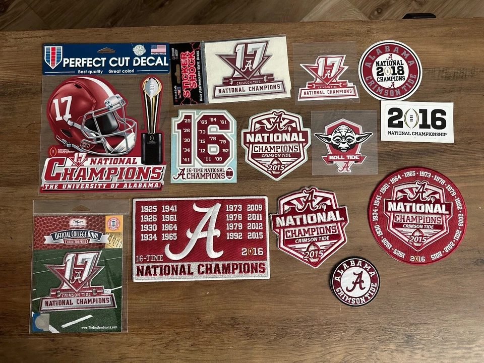 Alabama CRIMSON TIDE National Champions Decal Sticker Patch 🏈 Pick Version 🏈 - Image 1 of 1