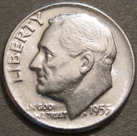 SELLING AS SHOWN - 1955 P ROOSEVELT DIME *** 90% SILVER *** 821 Cover