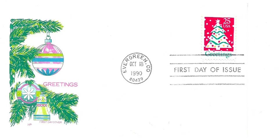 2515 Christmas 1990, Christmas Tree  Farnam, HF,  FDC - Image 1 of 1