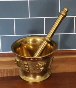 VTG Solid Brass French Mortar & Pestle Medicine Man Alchemy Med Making Tool - Picture 1 of 9