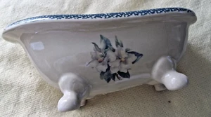 Vintage Seifenschwamm Schale Blumenkralle Fuß Badewanne Keramik Porzellan sehr schön! - Bild 1 von 6