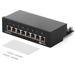 Patchfeld Patchpanel Cat6a Aufputz 8 Port RJ45 geschirmt Desktop 10 GB Profi LAN - Afbeelding 1 van 10