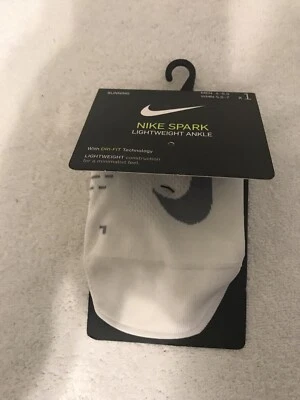 NIKE Spark Lightweight Ankle Qtr Socks White Men 4-5.5 Wmn 5.5-7 (SX5194-100) - Image 1 of 4