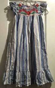 Roller Rabbit Girls Montauk Aimee Dress Size 12, Blue & White Embroidered Ruffle - Picture 1 of 7